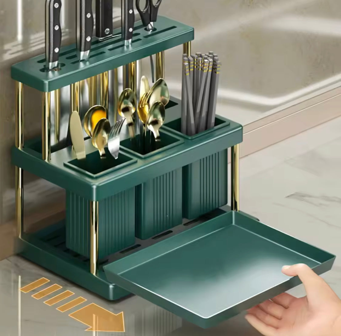 Multifunctional Cutlery Drying Rack, Kitchen Utensil Holder With Removable Water Drain Tray, Spoon Fork Chopsticks Storage Rack Multifunctional Cutlery Drying Rack, Kitchen Utensil Holder With Removable Water Drain Tray, Spoon Fork Chopsticks Storage Rack